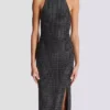 Long velvet halterneck dress with rhinestones Long velvet halterneck dress with rhinestones