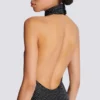 Long velvet halterneck dress with rhinestones Long velvet halterneck dress with rhinestones