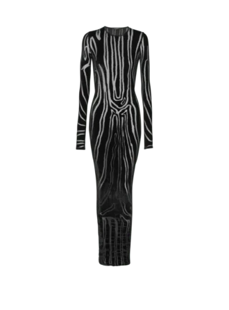 Long zebra-print velvet dress
