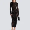 Long zebra-print velvet dress