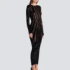 Long zebra-print velvet dress