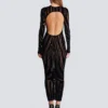 Long zebra-print velvet dress