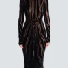 Long zebra-print velvet dress