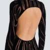 Long zebra-print velvet dress
