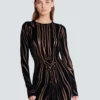 Long zebra-print velvet dress