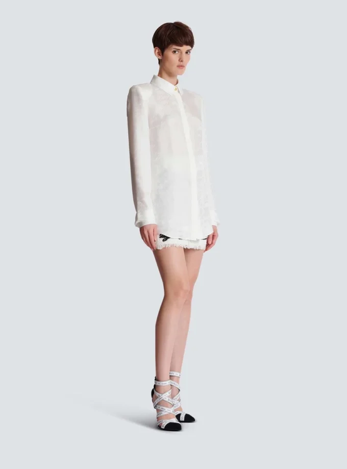 Love letter embroidered col cotton shirt Love letter embroidered col cotton shirt