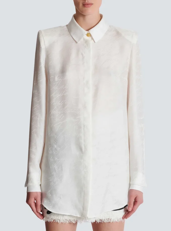 Love letter embroidered col cotton shirt Love letter embroidered col cotton shirt