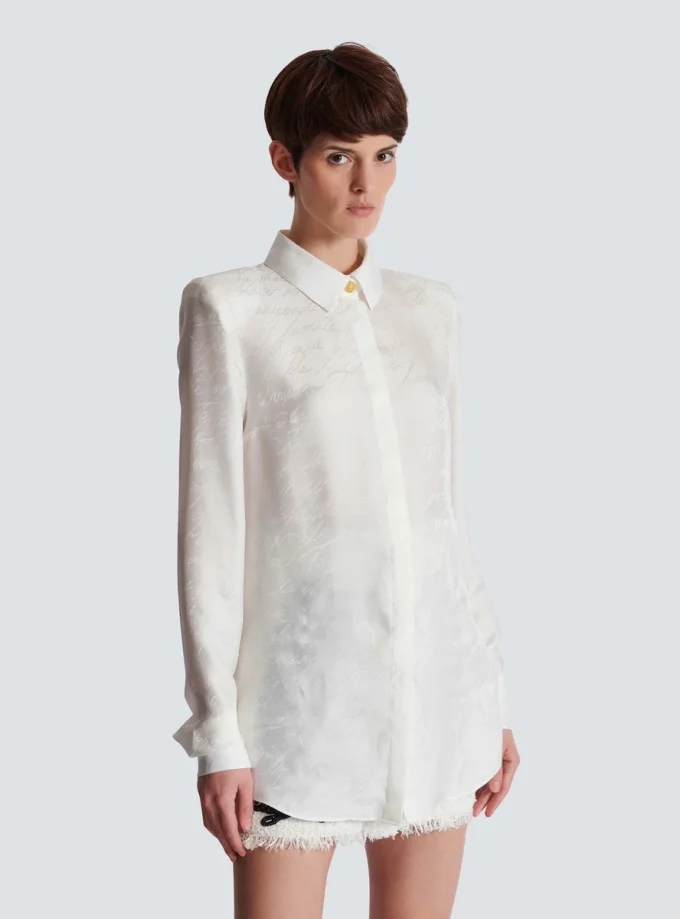 Love letter embroidered col cotton shirt Love letter embroidered col cotton shirt
