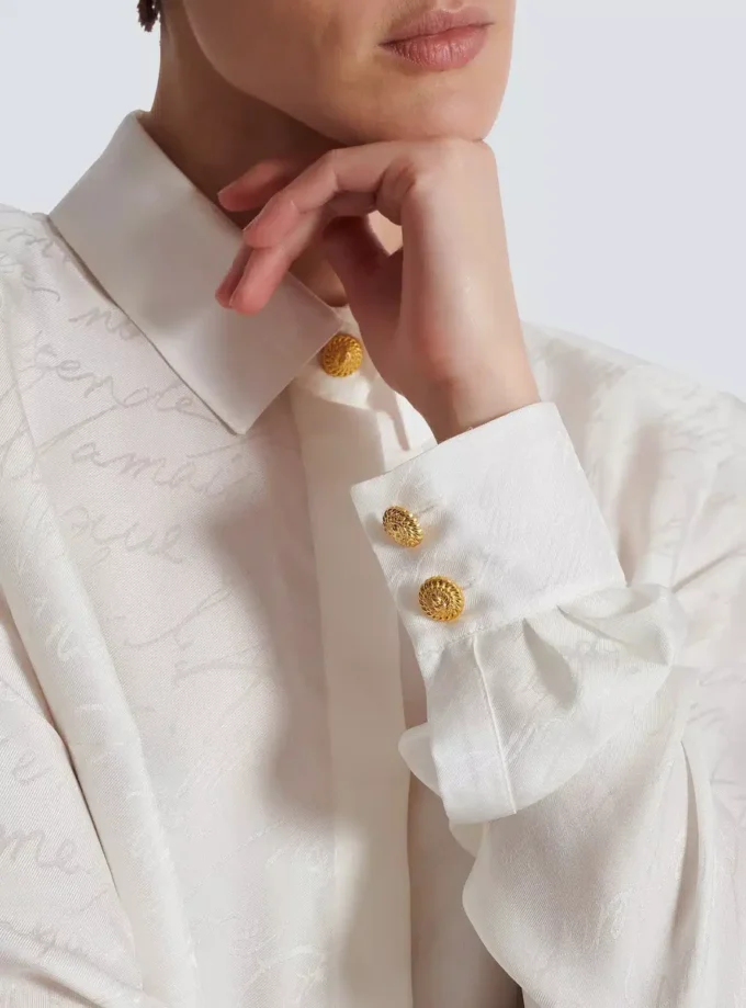 Love letter embroidered col cotton shirt Love letter embroidered col cotton shirt