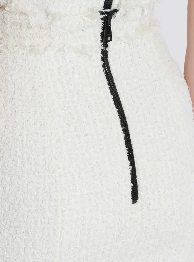 Love letter embroidered tweed skirt