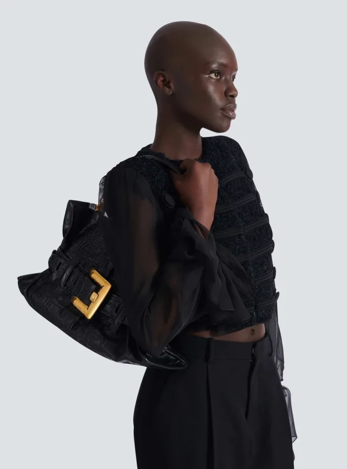 Medium Anthem bag in embossed crocodile-print calfskin Medium Anthem bag in embossed crocodile-print calfskin