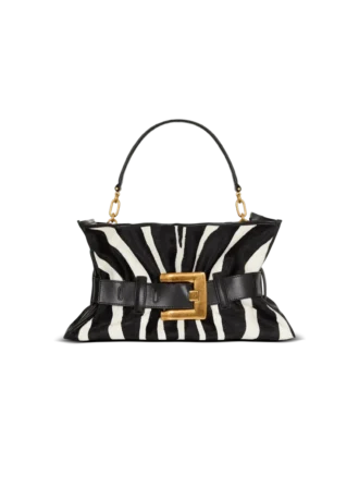 Medium Anthem bag in leather and zebra-print ponyskin