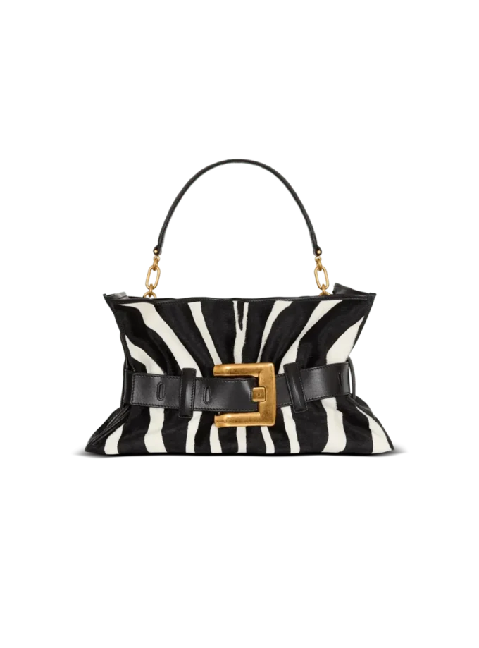 Medium Anthem bag in leather and zebra-print ponyskin Medium Anthem bag in leather and zebra-print ponyskin