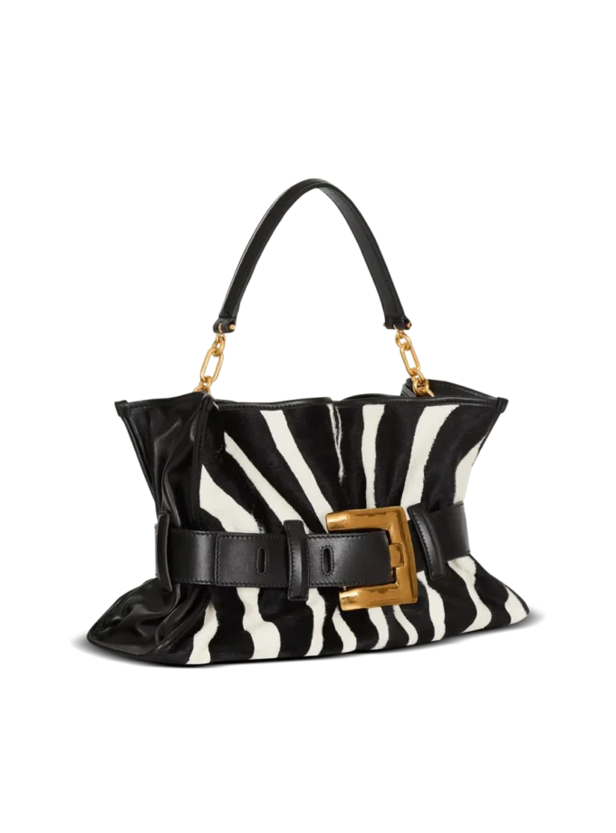 Medium Anthem bag in leather and zebra-print ponyskin Medium Anthem bag in leather and zebra-print ponyskin