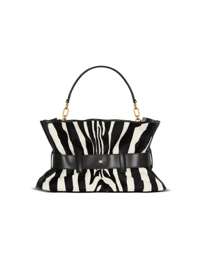 Medium Anthem bag in leather and zebra-print ponyskin Medium Anthem bag in leather and zebra-print ponyskin