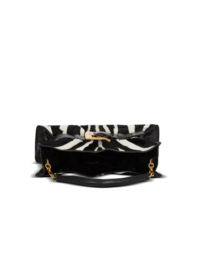 Medium Anthem bag in leather and zebra-print ponyskin Medium Anthem bag in leather and zebra-print ponyskin