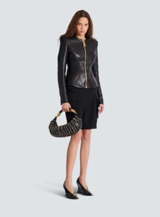 Medium Ebene Zips bag in calfskin leather