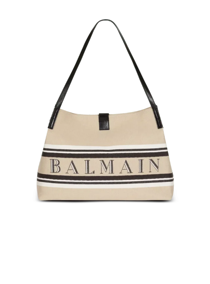 Medium Release Shopper bag in canvas and calfskin Medium Release Shopper bag in canvas and calfskin