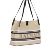 Medium Release Shopper bag in canvas and calfskin Medium Release Shopper bag in canvas and calfskin