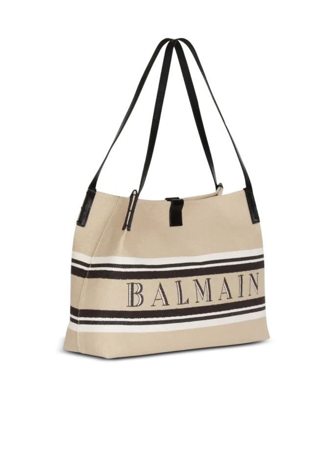 Medium Release Shopper bag in canvas and calfskin Medium Release Shopper bag in canvas and calfskin