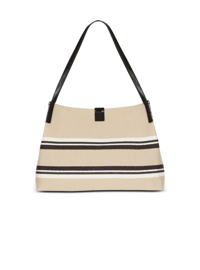 Medium Release Shopper bag in canvas and calfskin Medium Release Shopper bag in canvas and calfskin