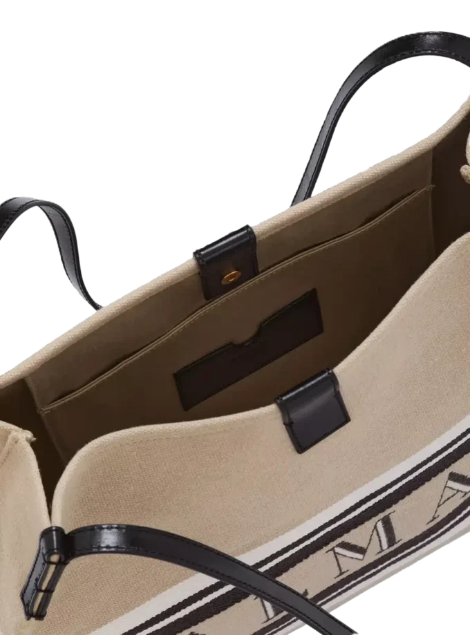 Medium Release Shopper bag in canvas and calfskin Medium Release Shopper bag in canvas and calfskin