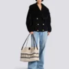 Medium Release Shopper bag in canvas and calfskin Medium Release Shopper bag in canvas and calfskin