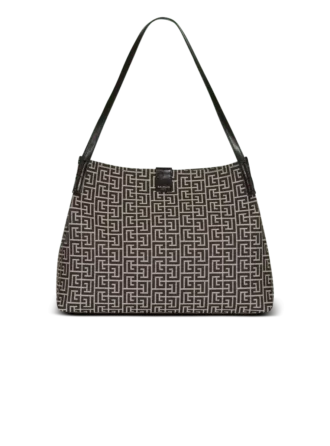 Medium Release Shopper bag in monogram jacquard and calfskin leather