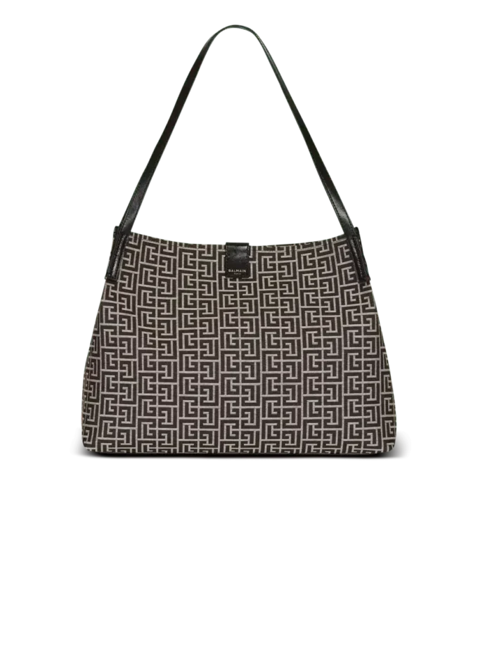 Medium Release Shopper bag in monogram jacquard and calfskin leather Medium Release Shopper bag in monogram jacquard and calfskin leather