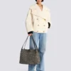Medium Release Shopper bag in monogram jacquard and calfskin leather Medium Release Shopper bag in monogram jacquard and calfskin leather