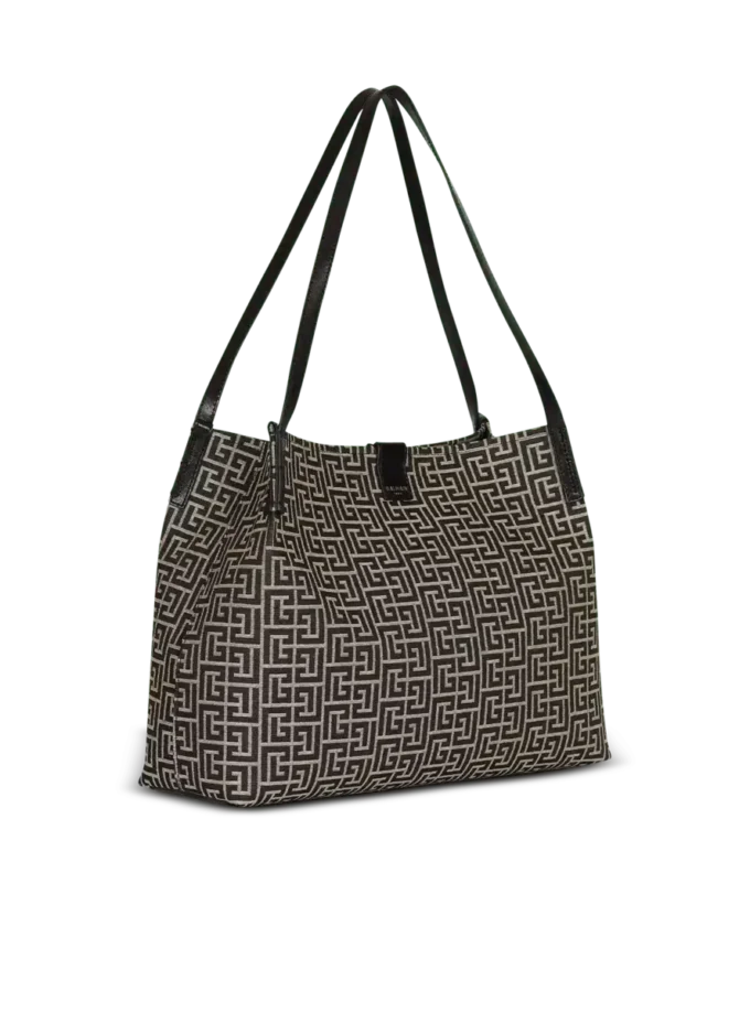 Medium Release Shopper bag in monogram jacquard and calfskin leather Medium Release Shopper bag in monogram jacquard and calfskin leather