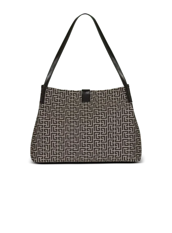 Medium Release Shopper bag in monogram jacquard and calfskin leather Medium Release Shopper bag in monogram jacquard and calfskin leather