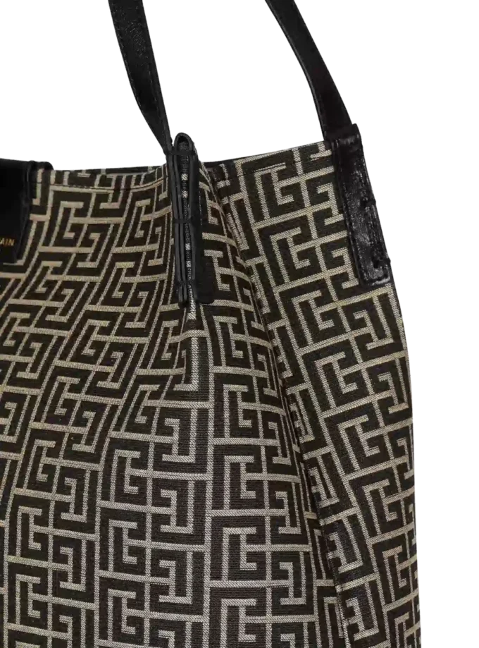 Medium Release Shopper bag in monogram jacquard and calfskin leather Medium Release Shopper bag in monogram jacquard and calfskin leather