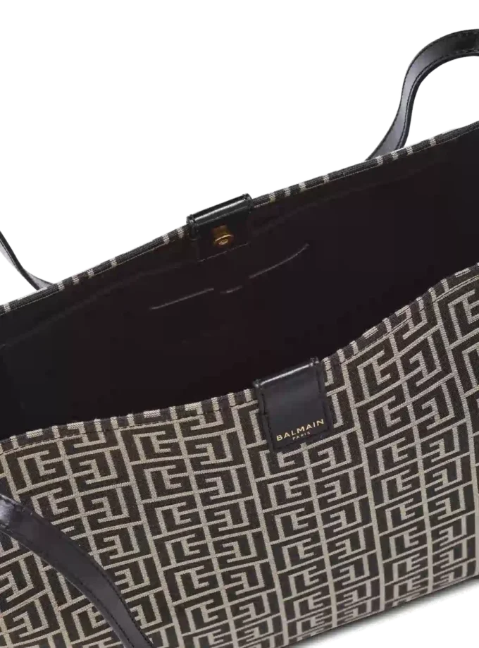 Medium Release Shopper bag in monogram jacquard and calfskin leather Medium Release Shopper bag in monogram jacquard and calfskin leather