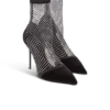 Mesh heeled ankle boots with velvet and rhinestones