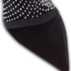 Mesh heeled ankle boots with velvet and rhinestones