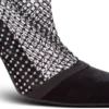 Mesh heeled ankle boots with velvet and rhinestones