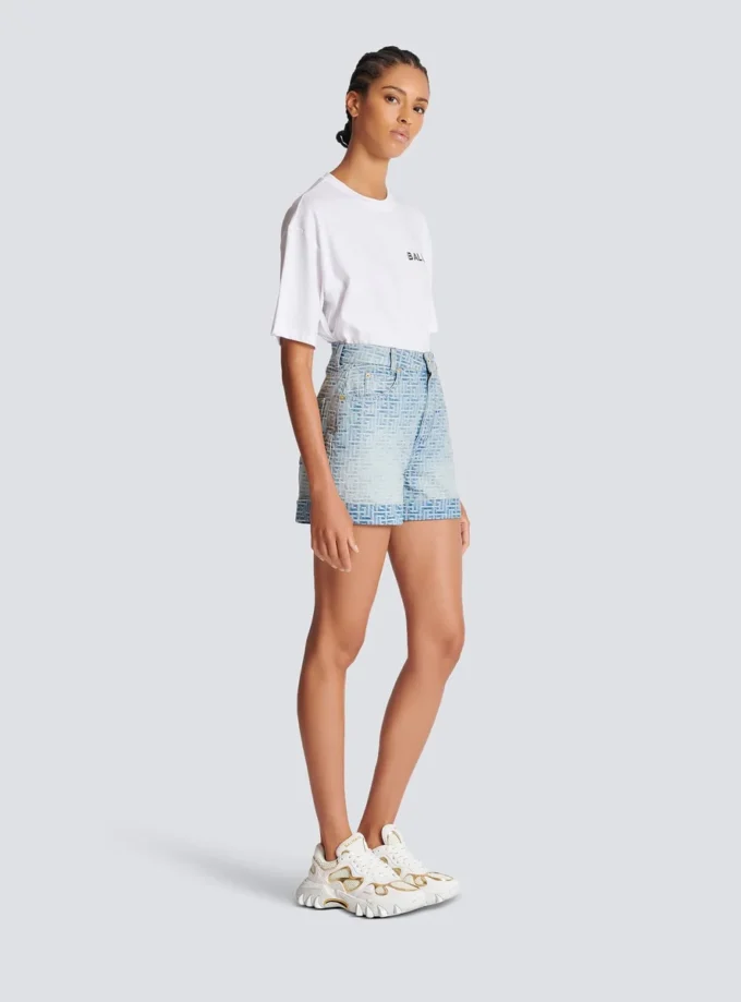 Monogram denim short