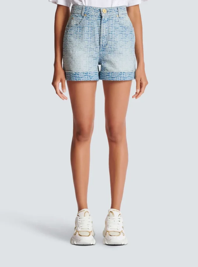 Monogram denim short