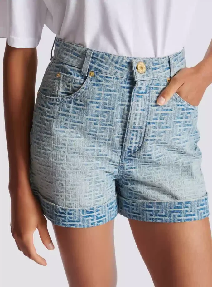 Monogram denim short