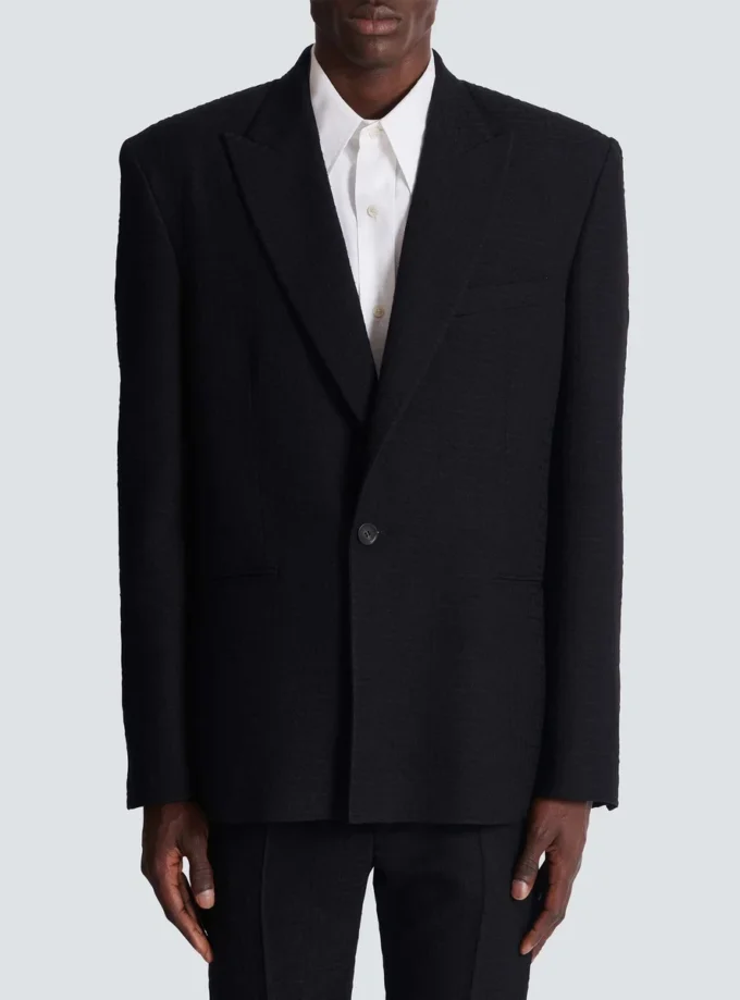Monogram grain de poudre 1-button jacket