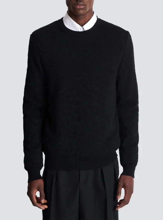 Monogram knit and leopard pattern jumper Monogram knit and leopard pattern jumper
