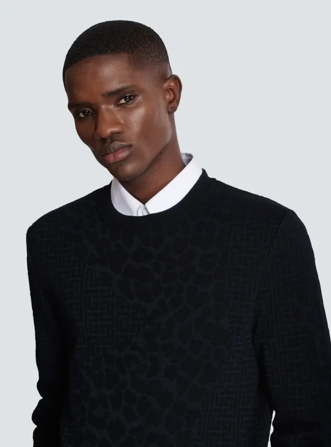 Monogram knit and leopard pattern jumper Monogram knit and leopard pattern jumper