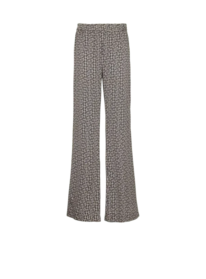 Monogrammed flowing trousers