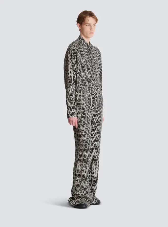Monogrammed flowing trousers