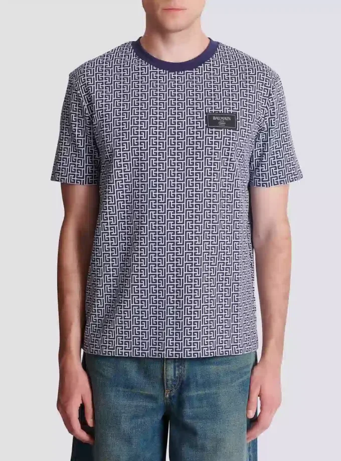Monogrammed T-shirt with Balmain Couture label