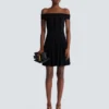 Off-the-shoulder glitter knit dress