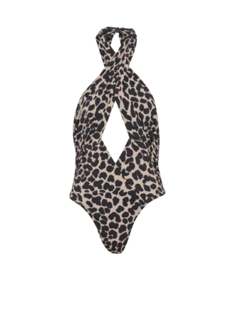One-piece leopard pattern swimsuit