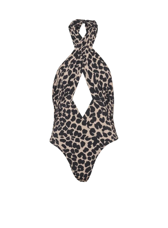 One-piece leopard pattern swimsuit