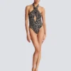 One-piece leopard pattern swimsuit
